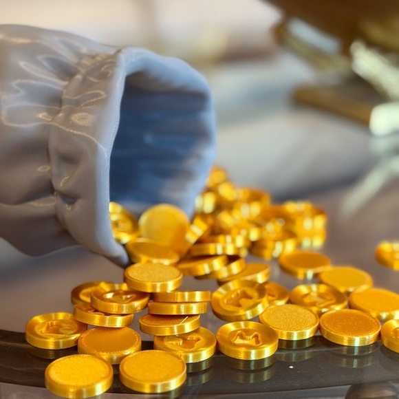 Other - 3D Printed Cray Bag with Tooth Gold Coins.